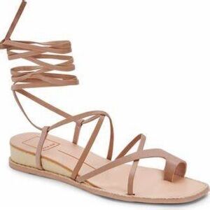 Dolce Vita Patli Gladiator Sandals with Wrap-Around Laces in Tan Saddle.
